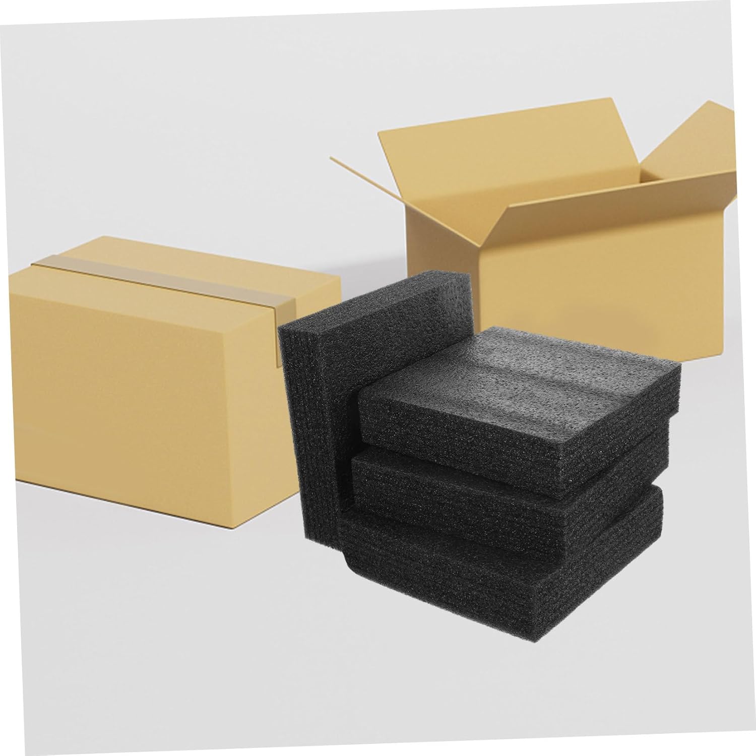 4pcs Black Boards Expanding Foam Packaging Inserts Flexible Protective Liners for Shipping Fragile Items and Craft Supplies