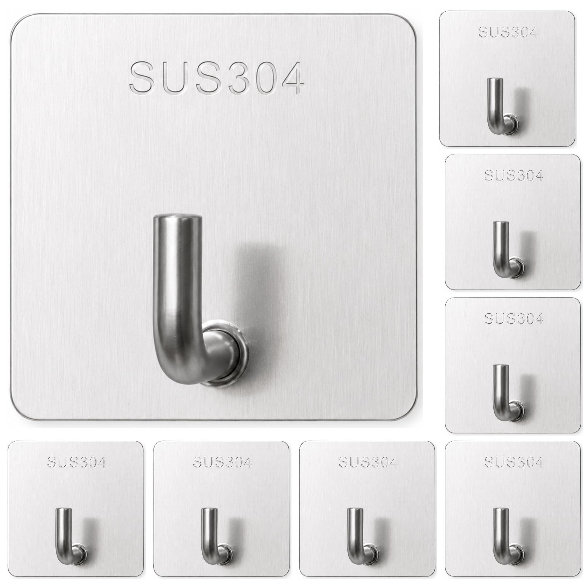 Self Adhesive Wall Hooks - Black Stainless Steel -19