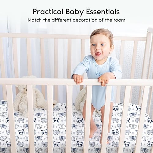 Miniatura 6 de Yoofoss Sábanas para cuna de bebé para niños y niñas, paquete de 2 sábanas bajeras para cuna estándar y colchón de niño pequeño, sábana de