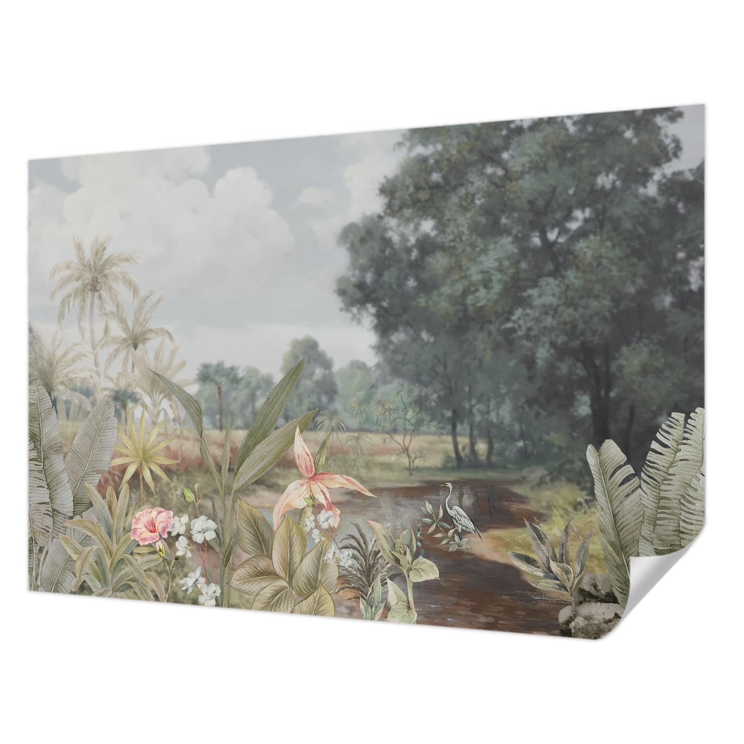 Papier peint auto-adhésif 152x104 cm paysage exotique Tulup pour décoration murale de salon