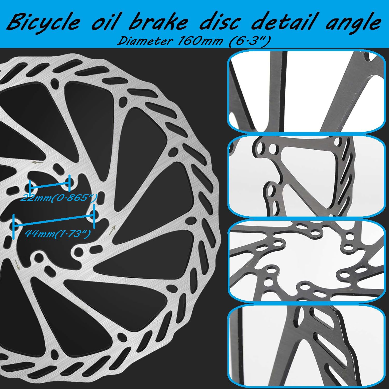 Hydraulisches Scheibenbremsen-Set mit 160-mm-Rotoren, für Mountainbike, E-Bike, Fatbike, Rennrad (rechte Vorderbremse und linke Hinterradbremse) (Schwarz 2)