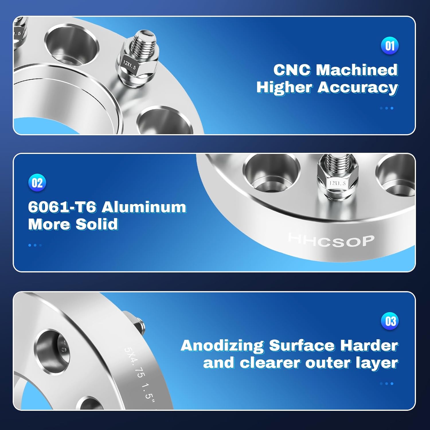 5x4.75 Wheel Spacers 1.5"(38mm) Bore 70.5mm with M12X1.5 Studs for Chevy S10 Camaro Corvette Impala | GMC S15 Sonoma Jimmy | Pontiac Firebird GTO Phoenix | Cadillac XLR, 2PCS 5x120.65mm Wheel Adapters - Image 5