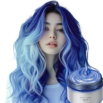 Blue Temporary Hair Wax for Dark Hair - Vibrant Color Wax for Curly Hair, Locs & All Hair Types | No Bleach Needed, Washes Out in 1 Shampoo | Vegan & Cruelty-Free (Women & Men)