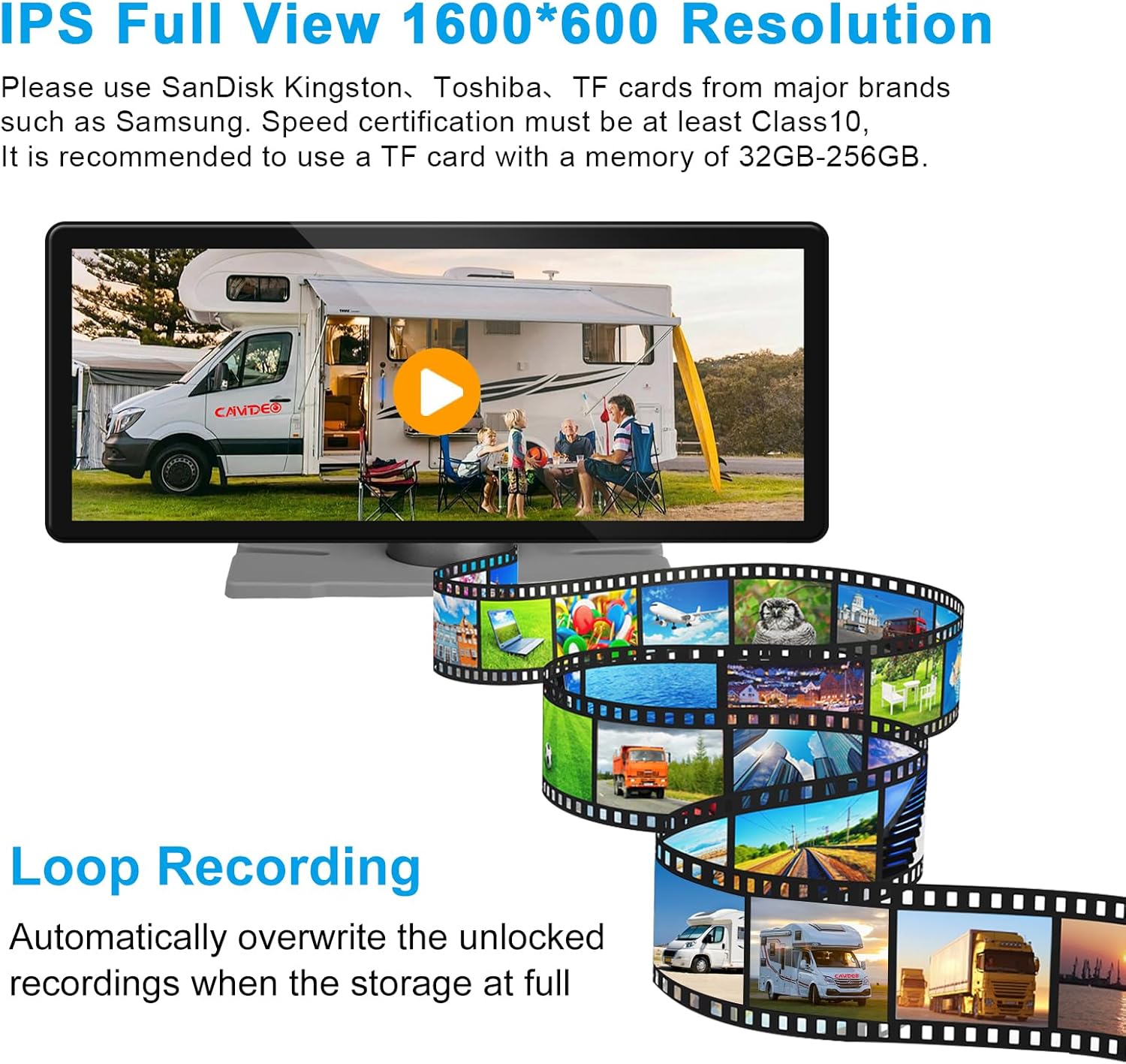 Wireless Backup Cameras System for RV Truck Trailer Camper Pickup Motorhome 5th Wheels with High Brightness HD 1080P 10.26" Touch Screen 150° Wide View Image Video Recording Reverse Camera