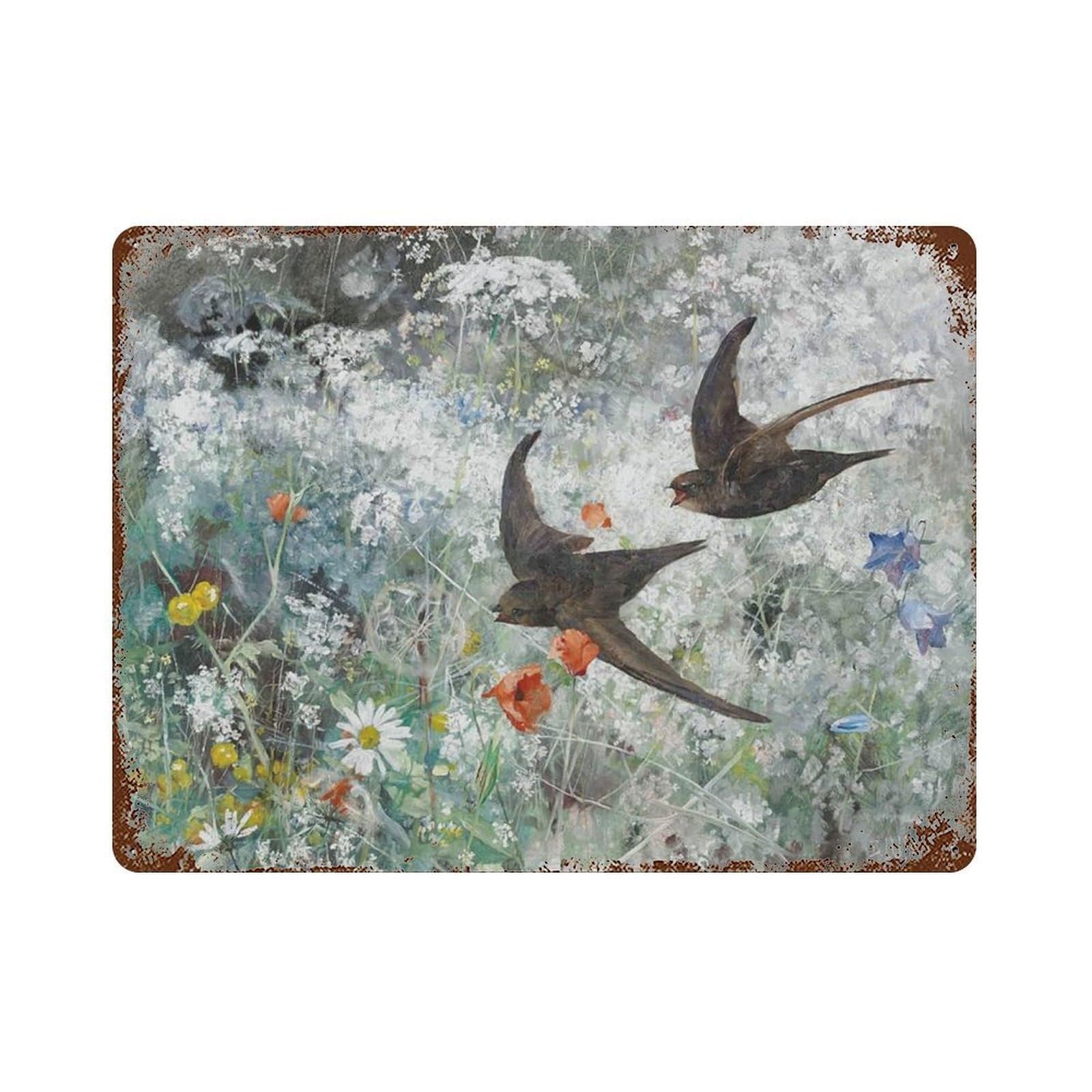 xiaoxiaoshen Wildflower Field Vintage, of Flowers, Sows Fly Wall Decor Art Metal Tin Poster Modern Home Decor Art Home Bar Shop Decorations Vintage Sign 30x40cm