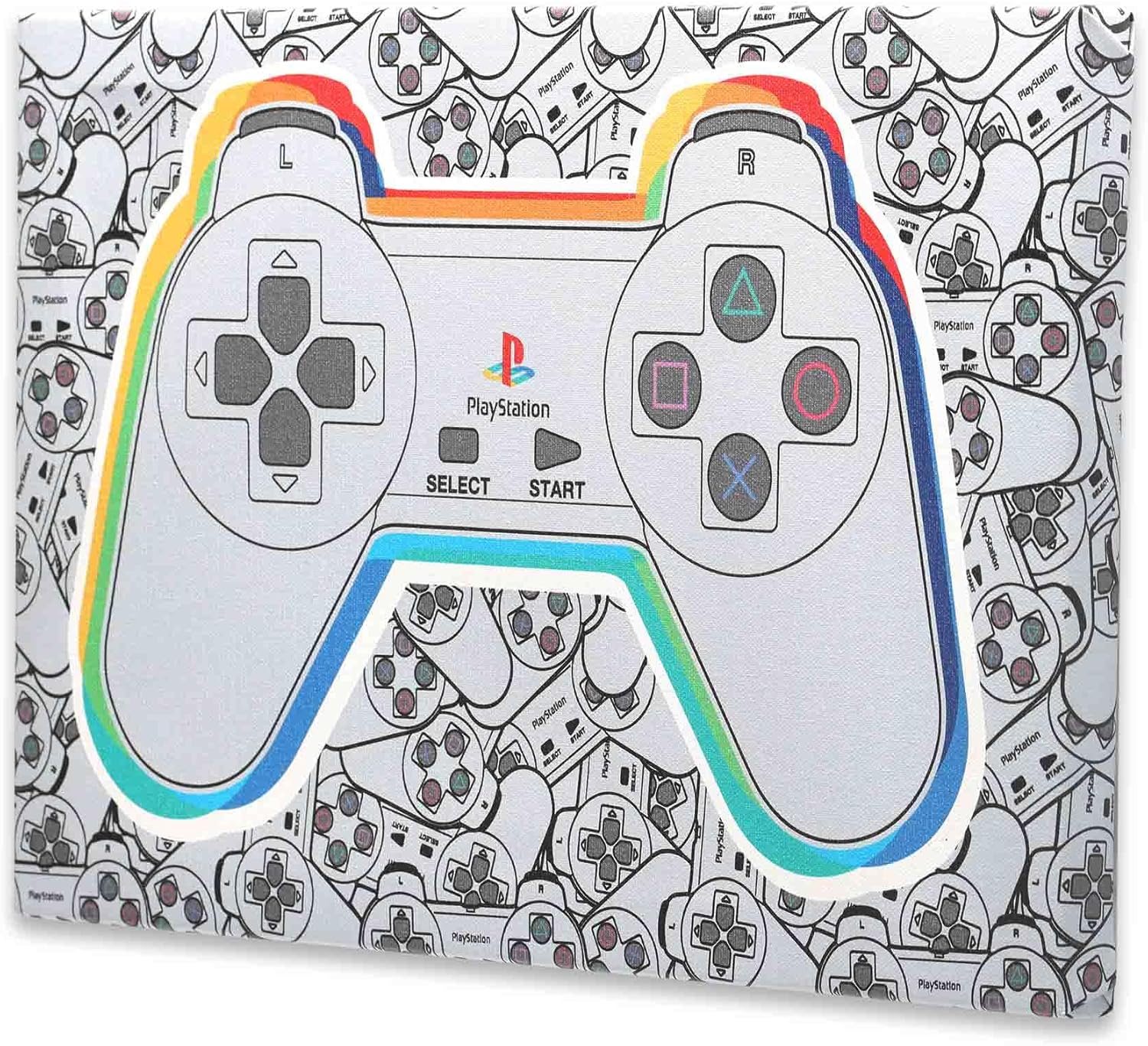 PlayStation Controller Gallery Wrapped Canvas Wall Decor - Classic PlayStation Wall Art for Game Room or Man Cave