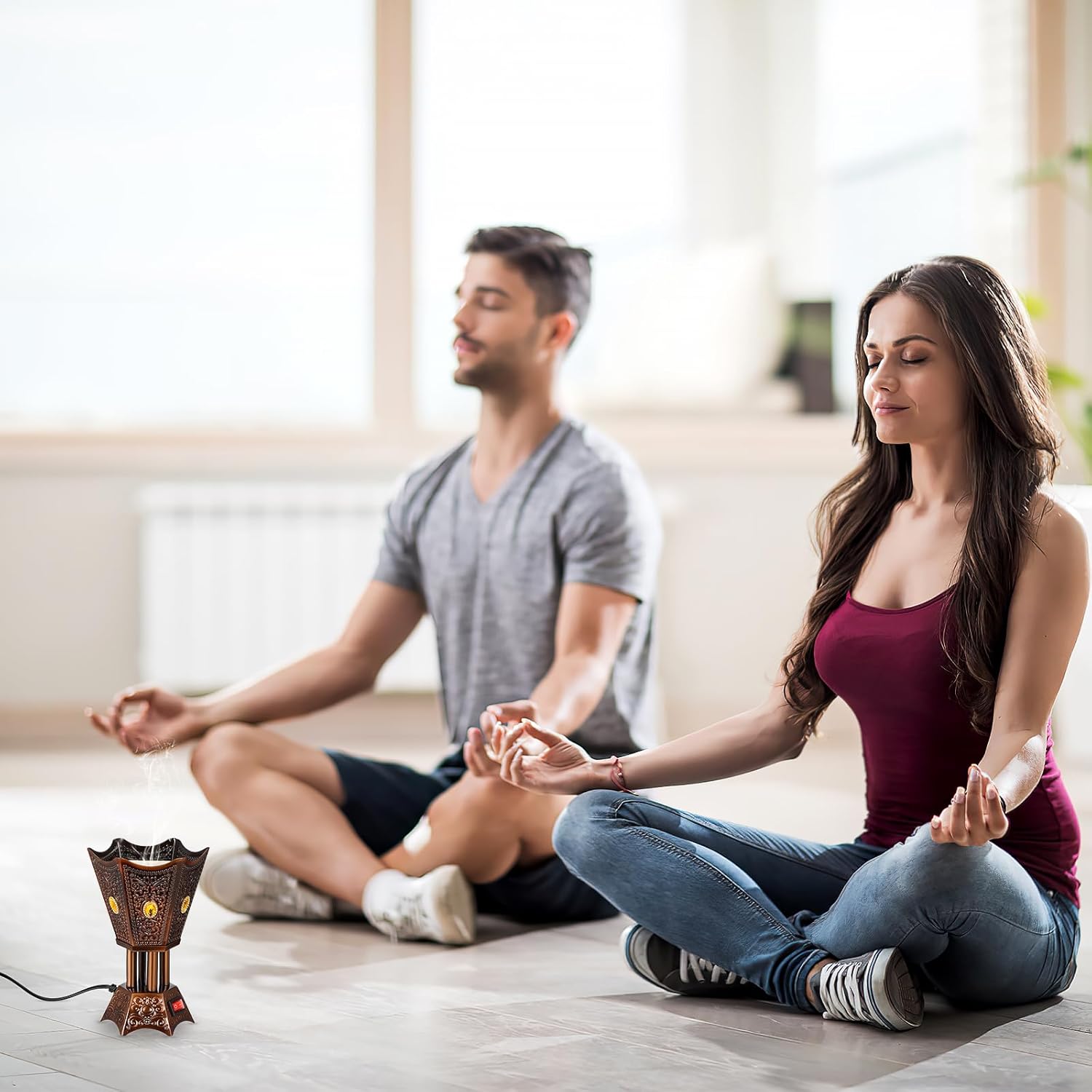 CabilockElectric Incense Burner, Electric Arabian Incense Burner, Plug-in Metal Censer for Yoga, Spa Aromatherapy, Office & Home Decor (US Plug)