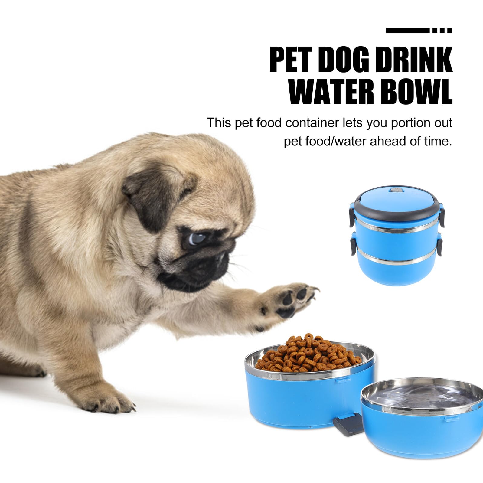 INOOMP Gamelle d'eau pour Chien en Acier Inoxydable 1400ml avec Double Couche et Poignée Invisible, Bol Portable Étanche pour Voyage et Promenade