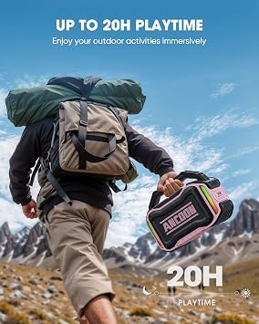 ANCOON - Wireless Bluetooth Speakers: 80W (Peak) Low Speaker, 20 Hours Playback Time, IPX6 Waterproof, Large Speakers for Work, Outdoor Last