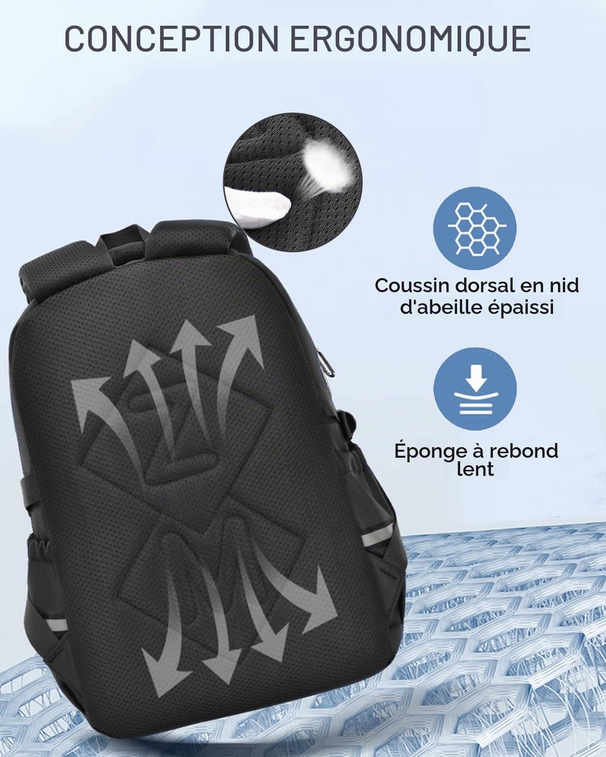 Amythe Sac A Dos Scolaire, Loisir Cartable Garçon Primaire Secondaire, Sacs à Dos Ordinateur 15.6 Pouces, Sac D'école Enfant Mode en Imperméable Idéal pour L'école et Les Voyages
