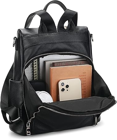 Leather backpack purse with side pockets Clearance