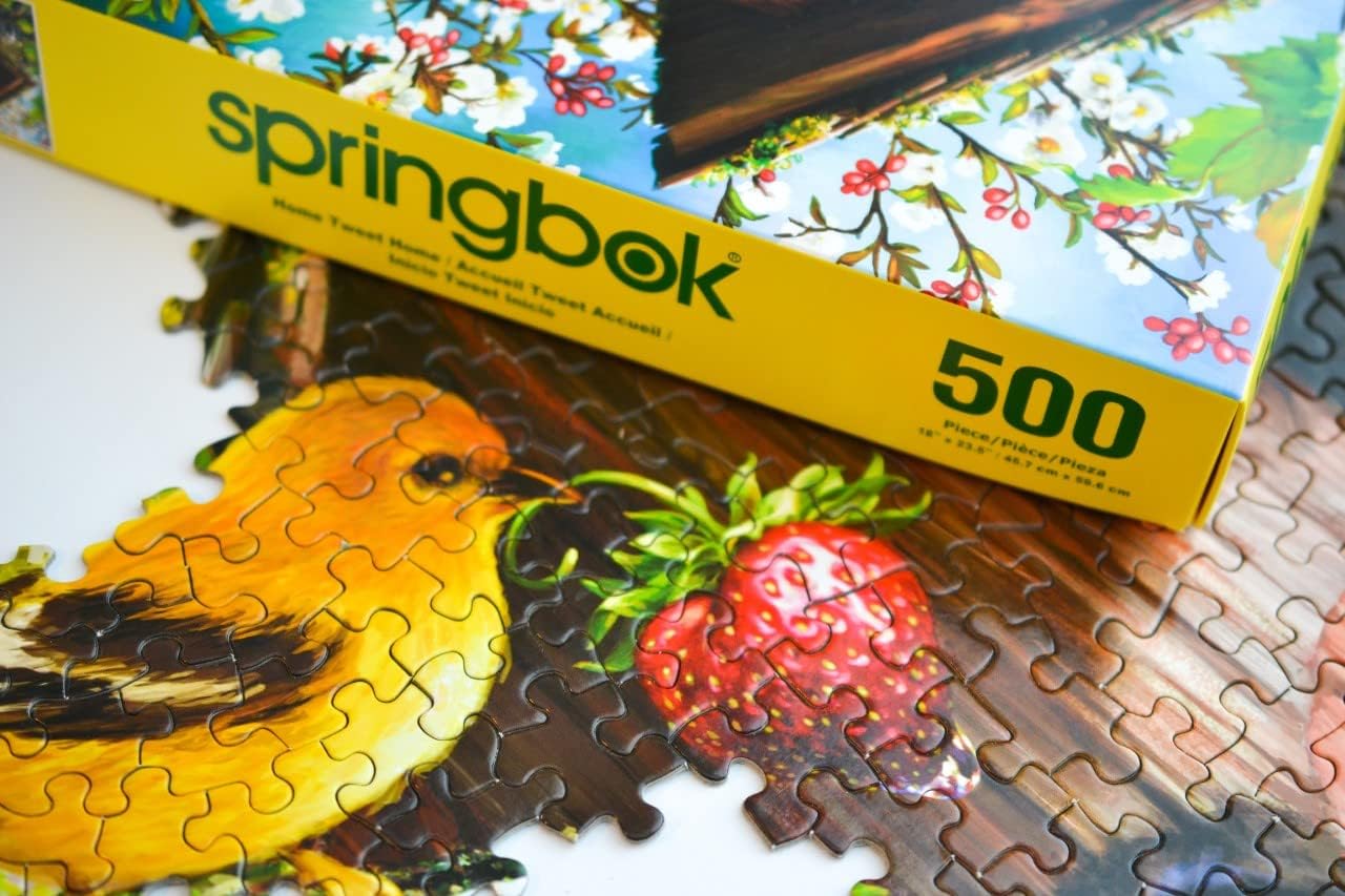 Springbok Home Tweet Home 500 Piece Jigsaw Puzzle for Adults - Birds and Bird House - Unique Cut Pieces - Made in USA