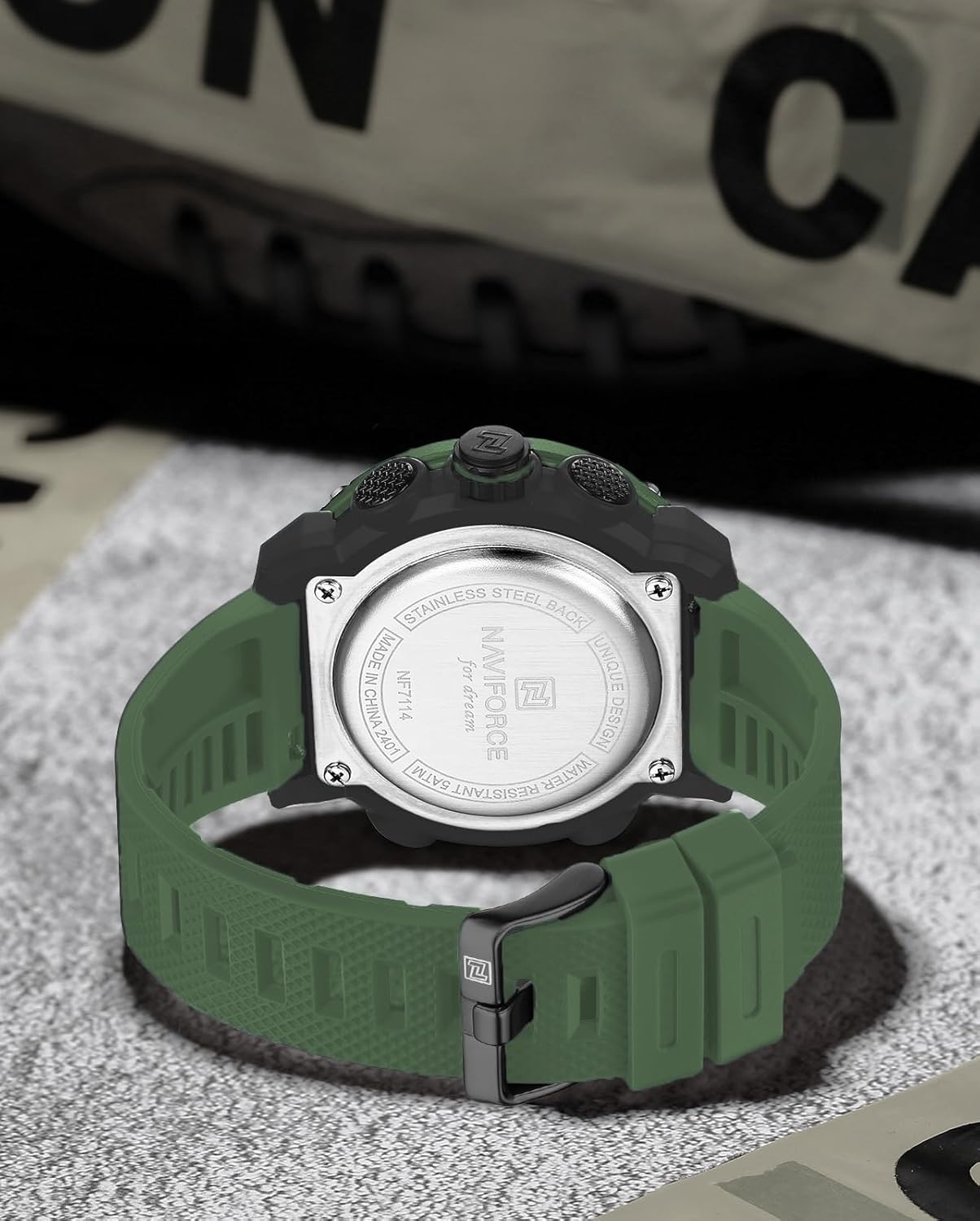 NAVIFORCE 5ATM Waterproof Sport Watches for Men Silicone Band Quartz Analog Digital Alarm Clock Chronograph Luminous Wristwatch - Image 2