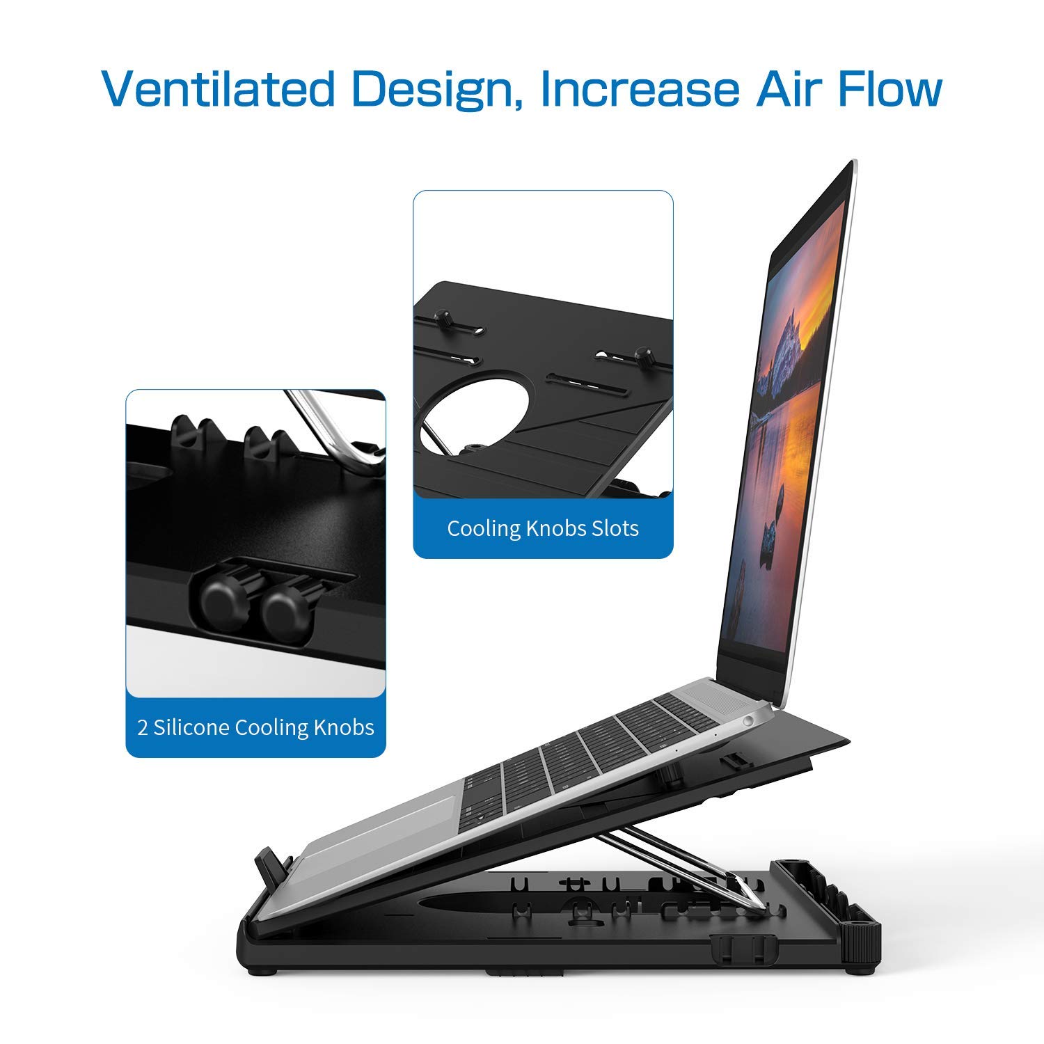 Olmaster Laptop Stand, MutiAngle Adjustable Portable Foldable Stand with HeatVent, Ergonomic