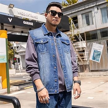 Amazon.com: Men's Sleeveless Denim Vest Autumn Retro Large Size