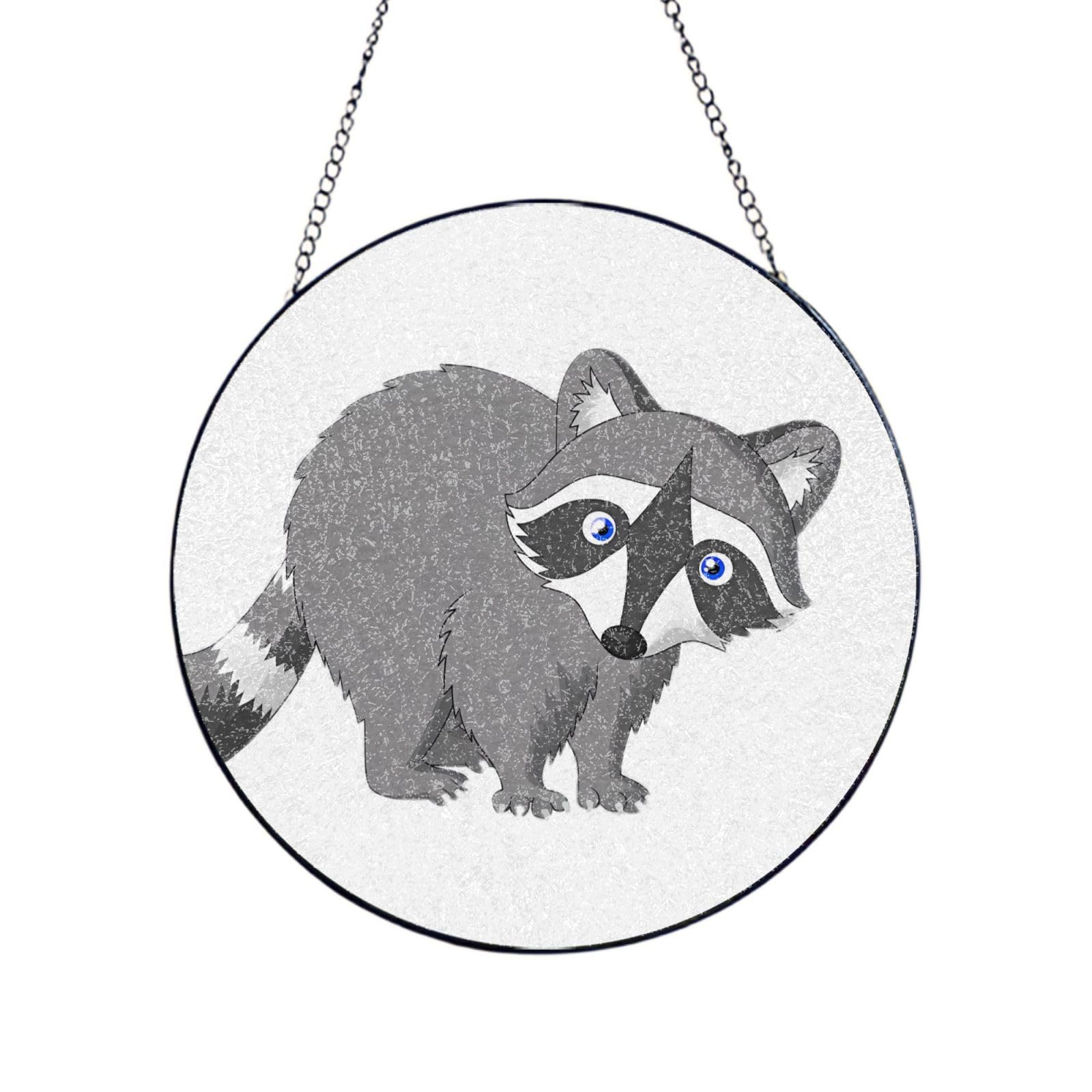 Poezjzw Stained Glass Window Hanging - Raccoon Sun Catcher For Door Garden Home Decor Christmas Mother'S Day Birthday Gifts 10in（25cm）