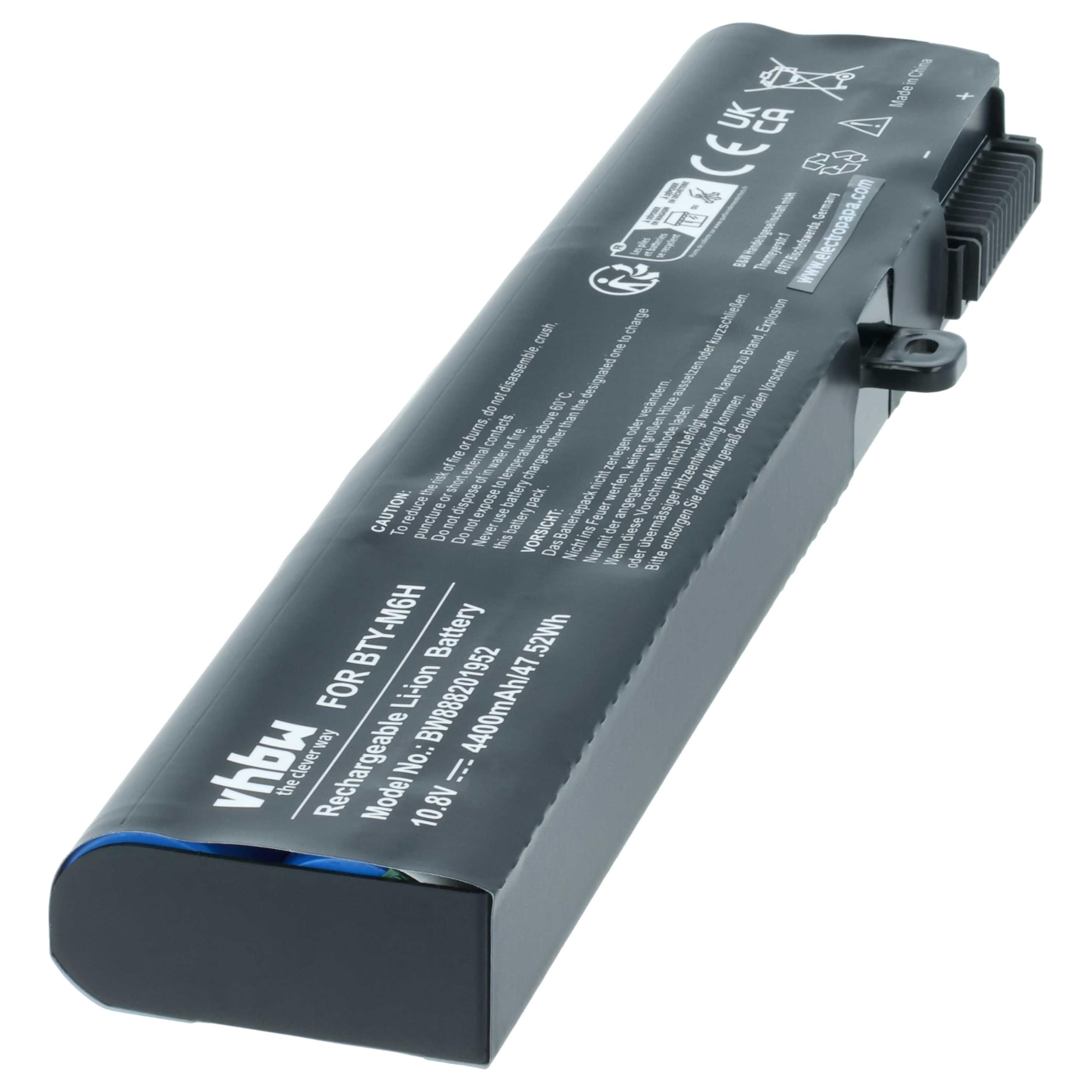 vhbw Akumulator zastępczy do MSI 3ICR19/66-2, BTY-M6H do notebooka (4400 mAh, 10,8 V, litowo-jonowy)