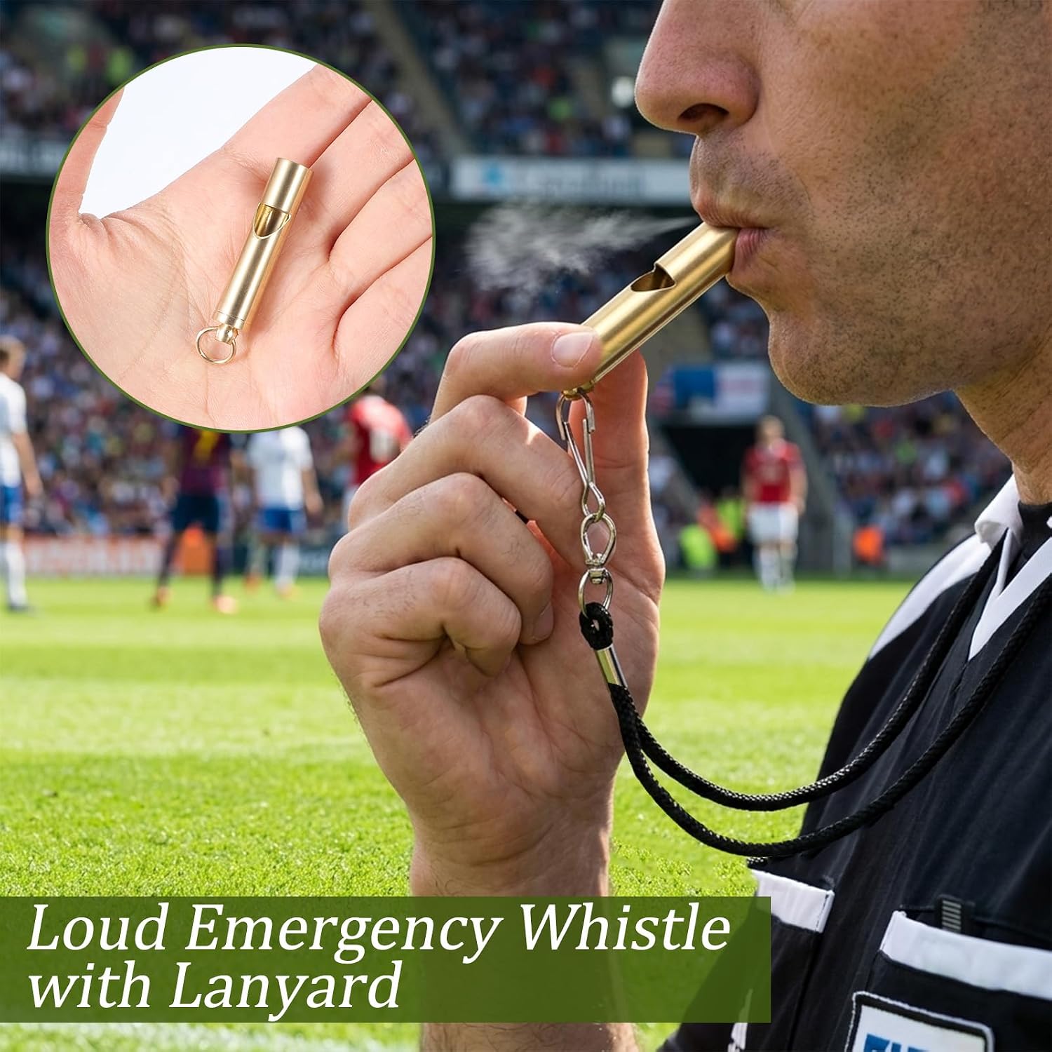 Jeffdad 2 Pcs Brass Survival Whistle, Loud Emergency Whistles with Lanyard Safety Keychain Whistle Brass Emergency Whistles for Hiking Camping Coaching Pet Training
