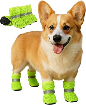 Dog Shoes Breathable Mesh Boots,Summer Breathable Dog Boots Nonslip Sole Paw Protector for Small Medium Dogs_SGreen