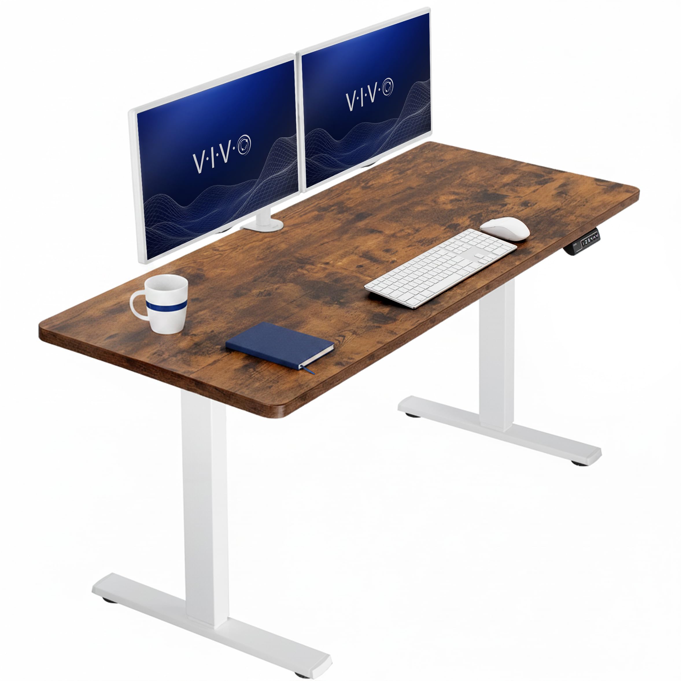 VIVO Rustic Vintage Brown 60 x 24 in Standing Desk, DESK-KIT-1W6N