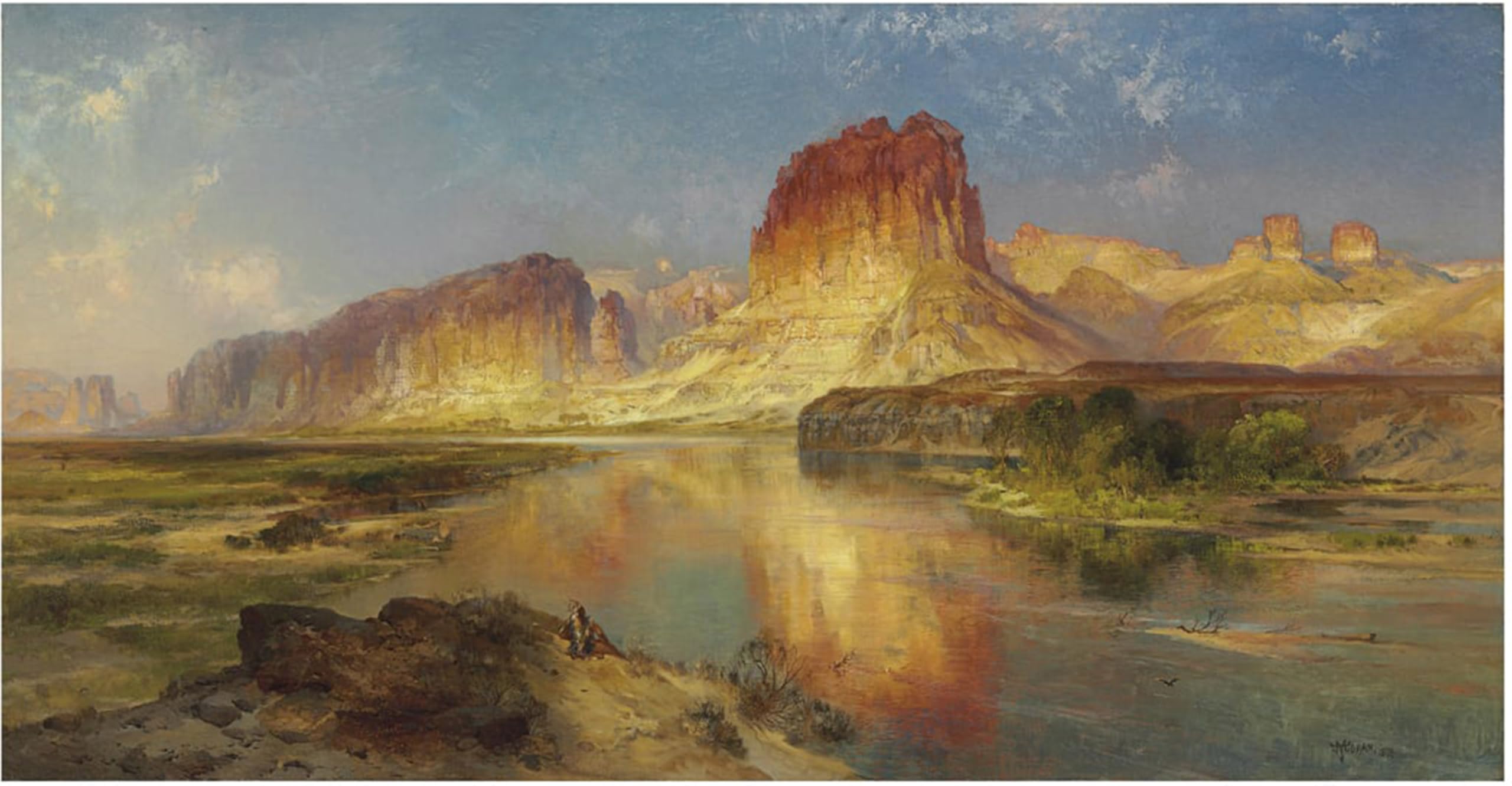 SERENDIPITP Aesthetic Poster Photo Wall Print Retro Picture Green River of Wyoming by Moran Modern Wall Artwork for Home Decor 60x90cm