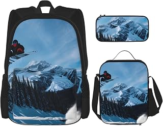 ERTTNT Bolsa de práctica con estampado de snowboard, mochila casual de moda, bolsa de almuerzo, estuche para lápices, bolsas de equipo de camping, color negro, talla única, Negro, talla única