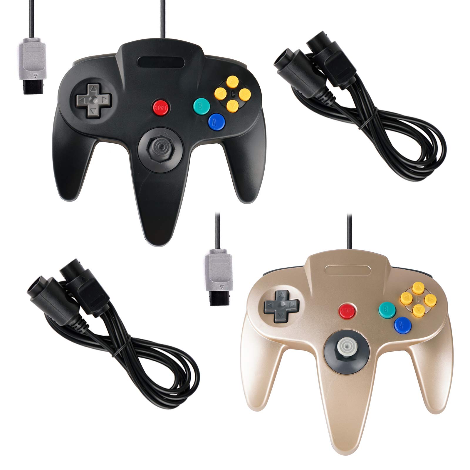 AreMe Klasyczny przewodowy kontroler retro z przedłużaczem do systemu N64 (czarny + złoty)