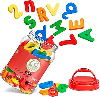 JoyCat 78PCS Magnetic Letters Numbers Alphabet Fridge Magnets ABC 123 Preschool Educational Learning Plastic Colorful Toy Set Uppercase Lowercase Math Symbols for Toddlers Kids