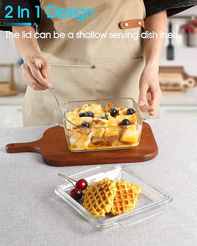 Miniatura 18 de NUTRIUPS 8x8 Baking Dish Square Casserole Baking Dishes with Glass Cover Glass Casserole Dish with Lid Baking Dish Glass Baking Pan for Baking