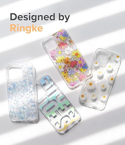 Miniatura 8 de Ringke Fusion Design - Funda compatible con iPhone 13 Pro, parte trasera dura transparente con panel de diseño floral para niñas y mujeres, a prueba