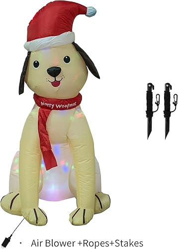 Miniatura 9 de Decoración inflable de Navidad para perro al aire libre, decoración de patio inflable de 4 pies con luces, cachorro inflable de Navidad para
