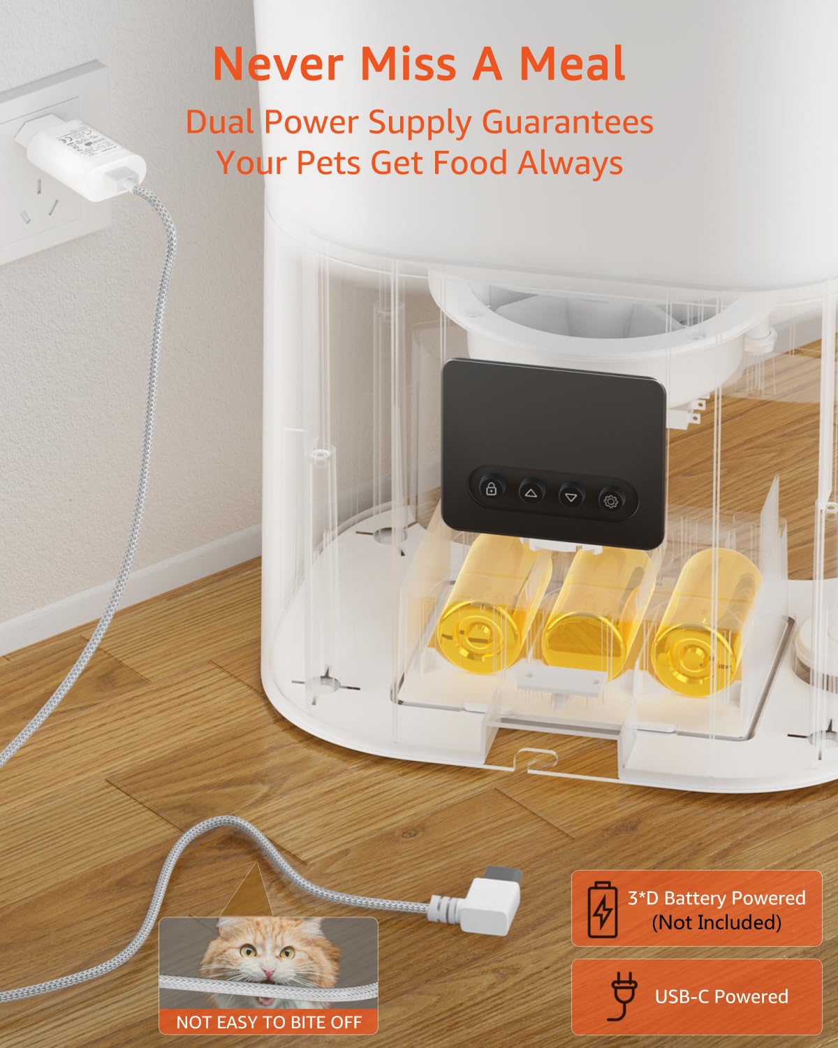 Balimo Distributore Automatico Cibo Gatti, 3L Dispenser Crocchette Gatto, Distributore Cibo Gatticon Timer Programmabile, 6 pasti al giorno, Con Vasca in Acciaio inox, Adatto Per Cani e Gatti, Bianco