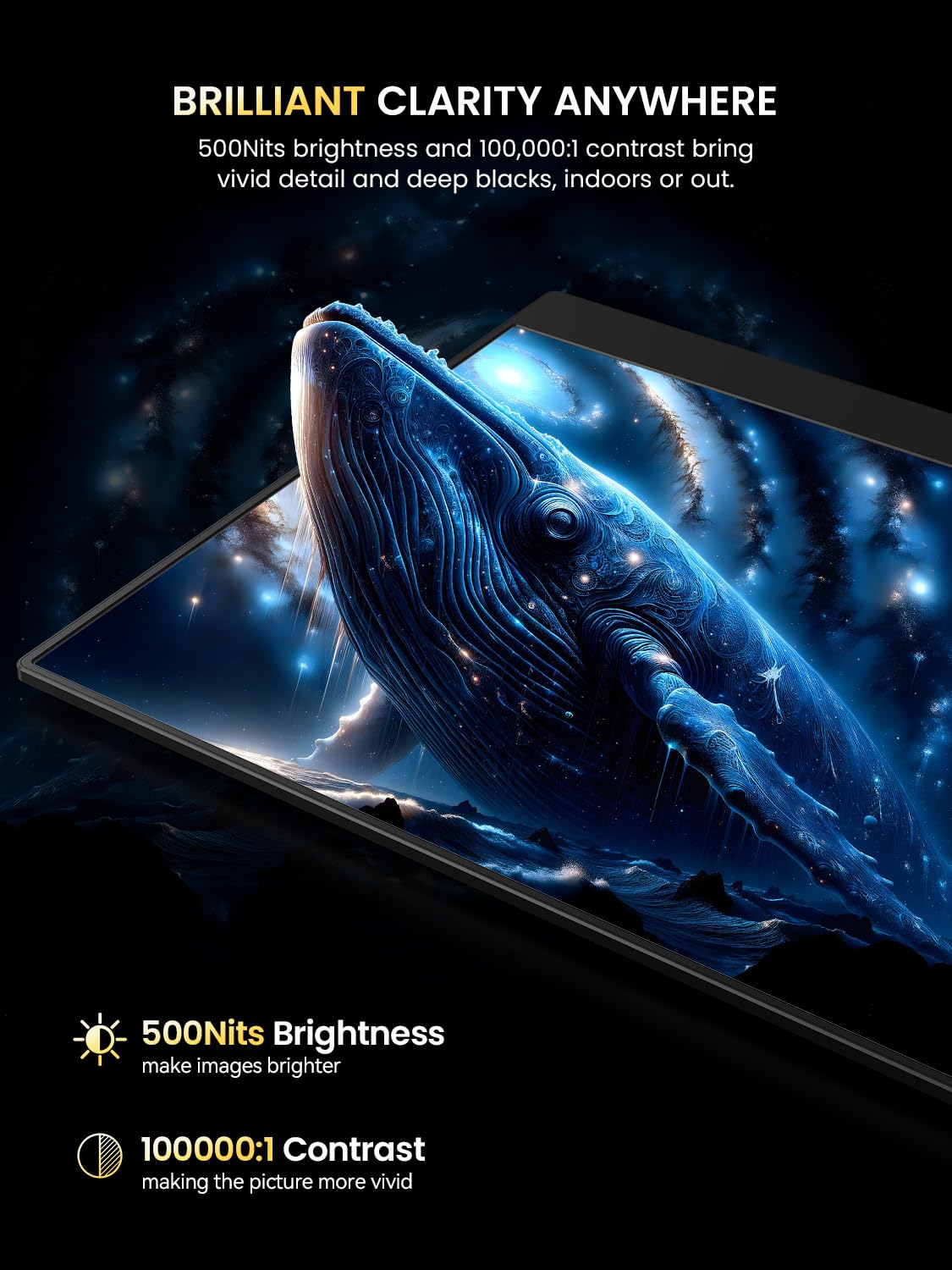 UPERFECT OLED Monitor Portatile 13.3" 4K 3840x2160 UHD 150% sRGB | 500Nits | 1ms Risposta | Design Ultrapiatto in Alluminio, Monitor da Viaggio per PC, Laptop, Smartphone e Console di Gioco