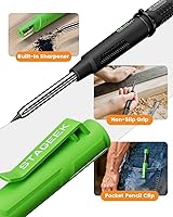 Vista 4 de Lápiz de carpintero con sacapuntas, lápices mecánicos de carpintero con 19 repuestos, lápiz de construcción, herramientas de carpintería