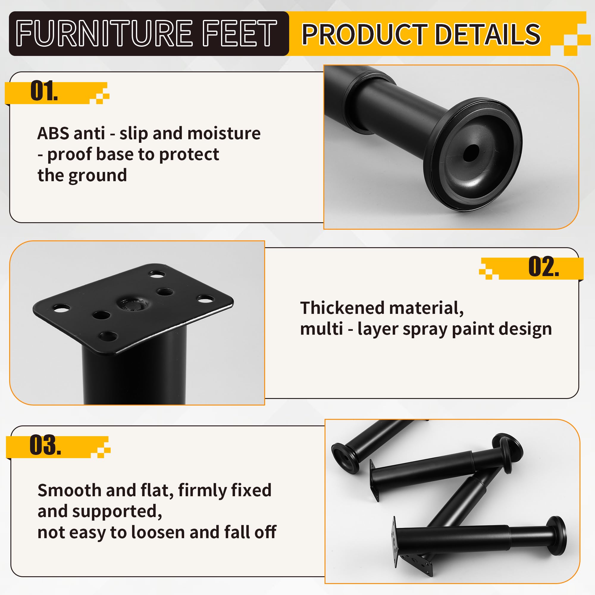 4 Stück verstellbare Möbelfüße, 18-30cm, Metall, Schwarz, geeignet für DIY-Möbelfüße für Schränke, Sofas, Tische, Stühle, TV-Ständer und Nachttische