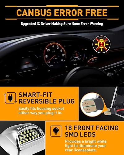 Miniatura 5 de LESAUCE Lámpara de matrícula LED completa, carcasa cromada, repuesto para Chevy Silverado 1500 2500 3500 Suburban Tahoe GMC Sierra Yukon XL, 6000 K,