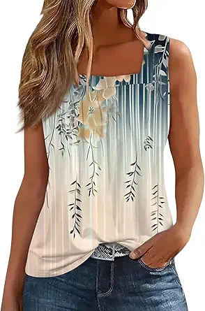 Spring Summer Plus Size Dressy Tank Tops for Women 2025 Womens Workout Floral Boho Beach Sleeveless Shirts Blouses