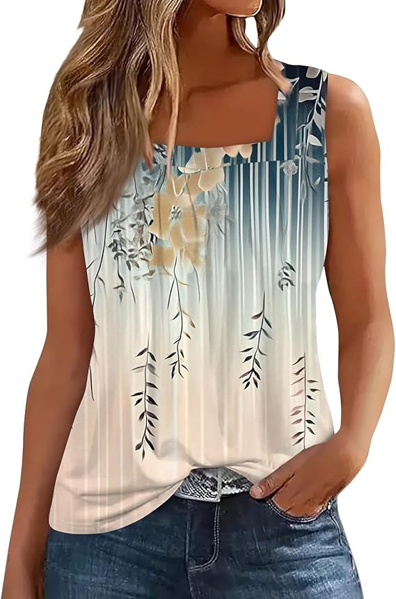 Spring Summer Plus Size Dressy Tank Tops for Women 2025 Womens Workout Floral Boho Beach Sleeveless Shirts Blouses
