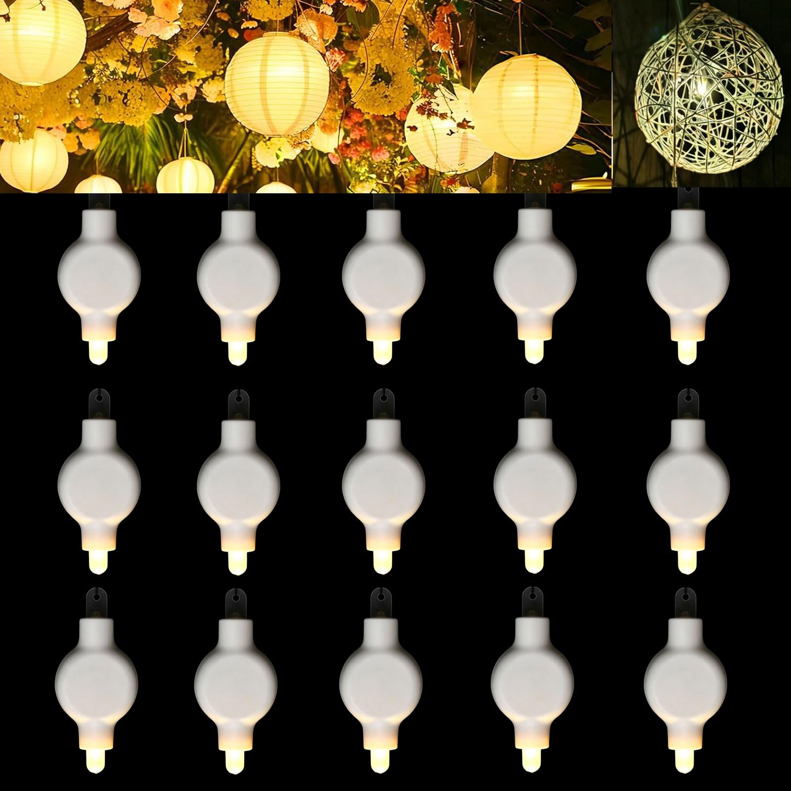 Battery Operated Paper Lantern Party Lights – 15 Pack LED Balloons