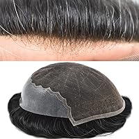 Vista 41 de Sistema de cabello de encaje francés para hombres, pieza de cabello humano real, encaje frontal, tupé, nudo blanqueado, línea capilar natural