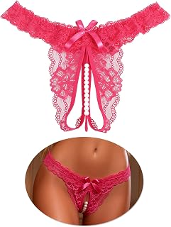 ohyeahlady Mini String Ouvert À l'entrejambe avec Perles Grande Taille | Culotte Ouverte Entrejambe,Mini Tanga Fendu,String Chic Hot Ficelle,Tenue Hot,Dessou,Lingerie Vetement,Maillot De Bain,Bikini