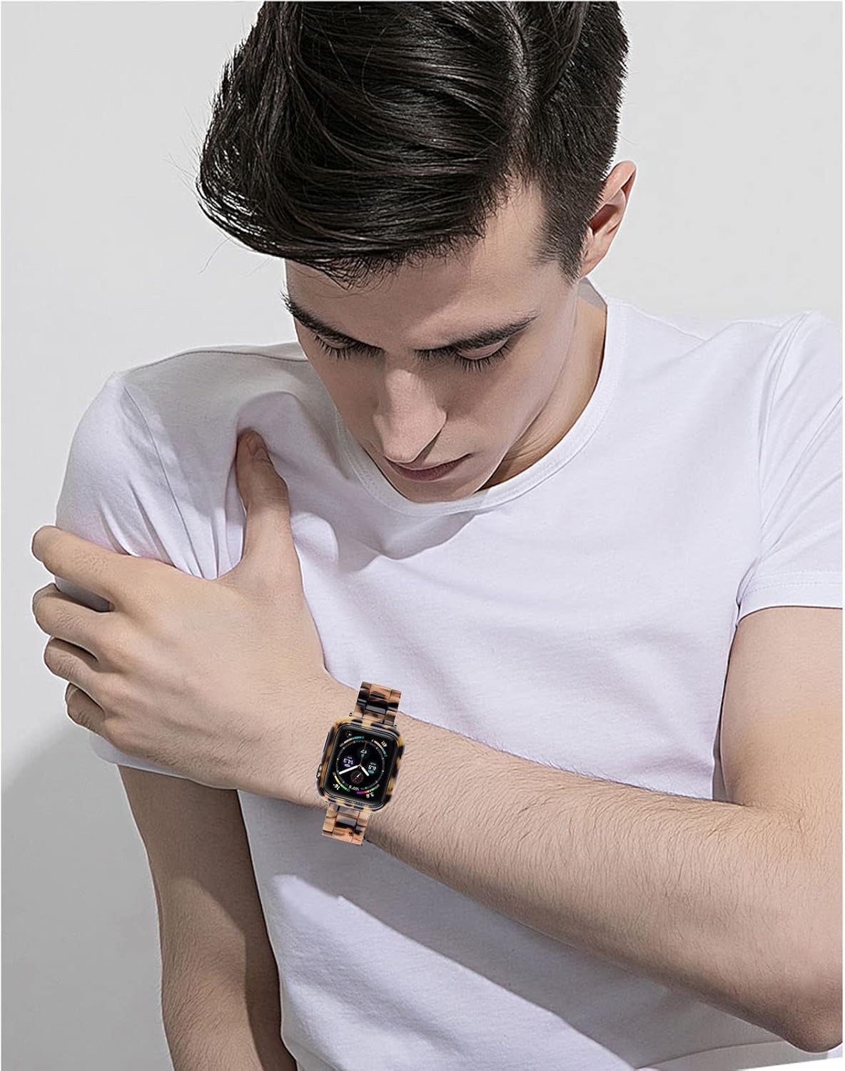 Omter Band with Case Compatible with Apple Watch 49mm 46mm 45mm 44mm 42mm 41mm 40mm 38mm,Women Men Fashion Resin Strap Bumper for iWatch Ultra 2/1 Series 10/9/8/7/SE/6/5/4,Series 3/2/1 - Image 5