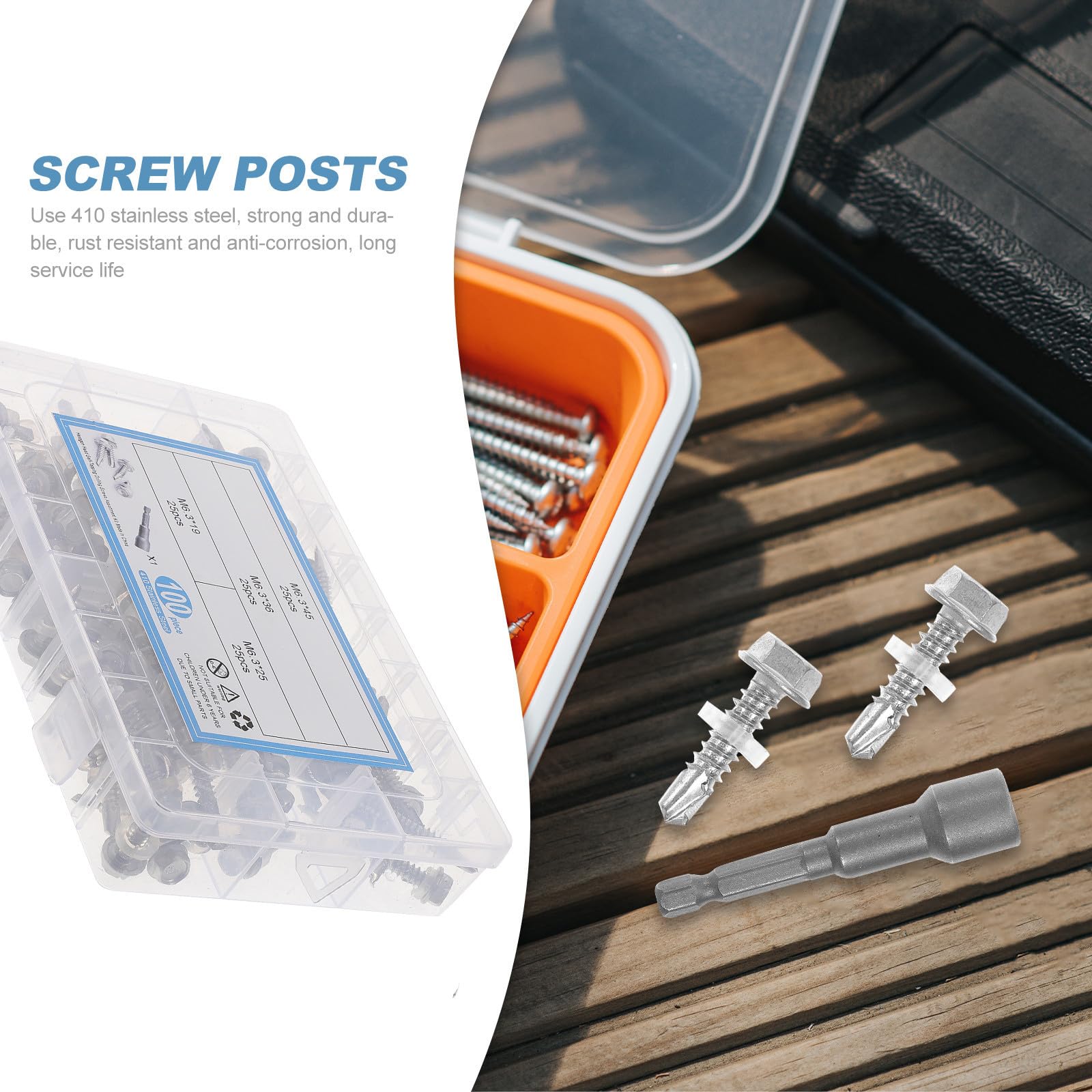 ibasenice 100 Piezas Kit Surtido de Tornillos Autorroscantes de Acero Inoxidable 410 Resistencia Corrosión y Buena Resistencia para Electrodomésticos y Maquinaria