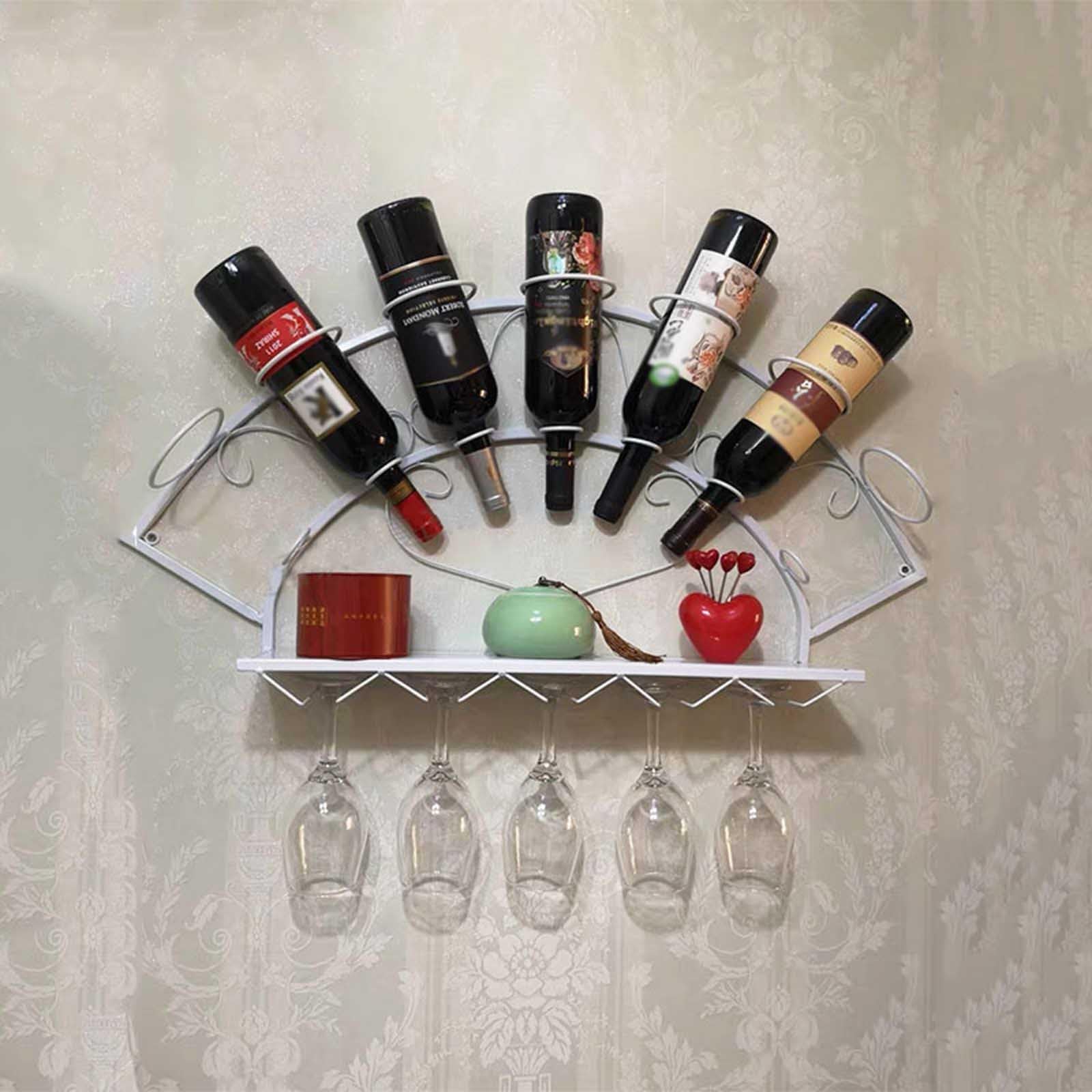 Élégant casier à vin mural blanc – Étagère de bar et porte-bouteille pour la maison, la cuisine et la salle à manger – Présentoir élégant pour les amateurs de vin