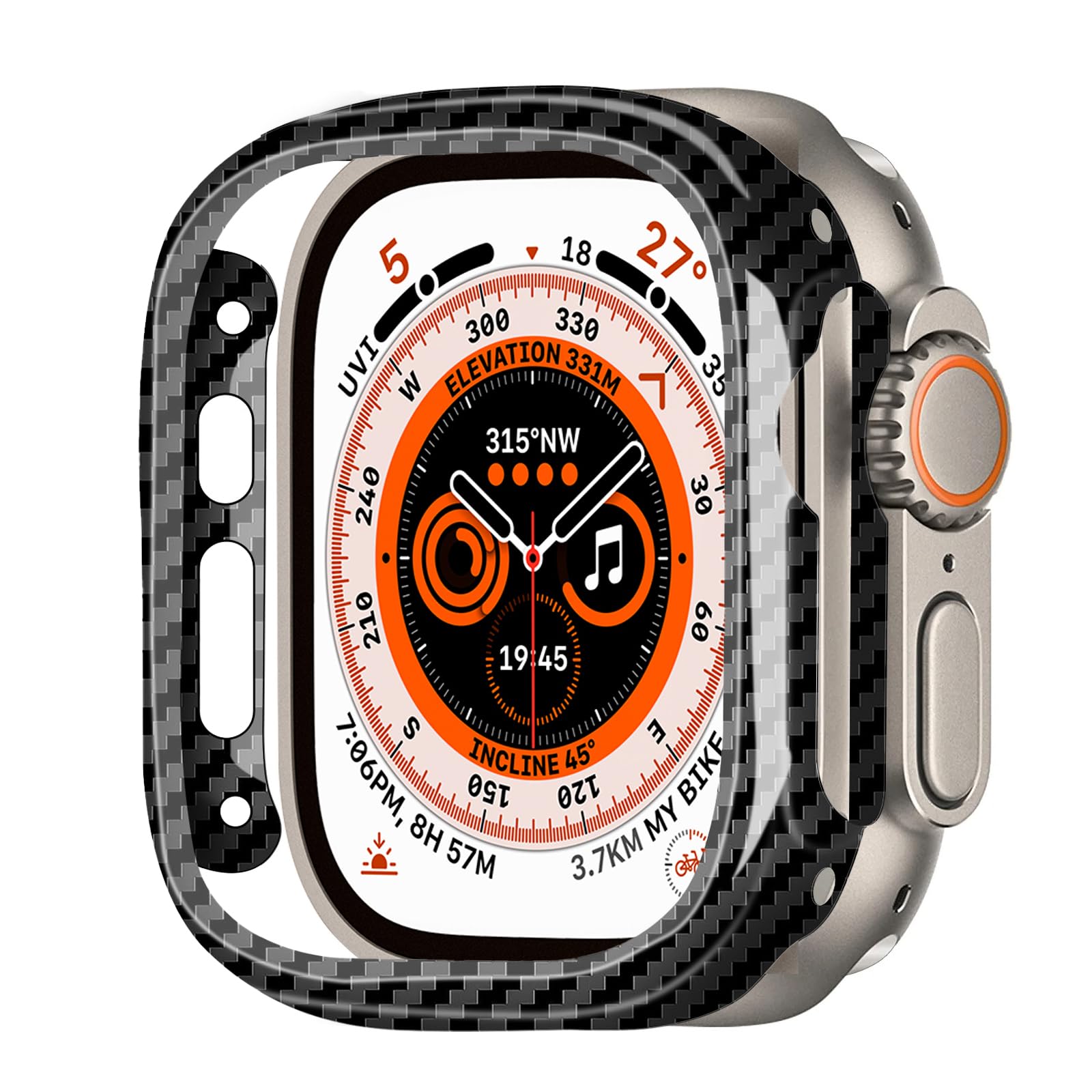 Amazon.co.jp: MONOCARBON リアルカーボンファイバーケース 49mm Apple