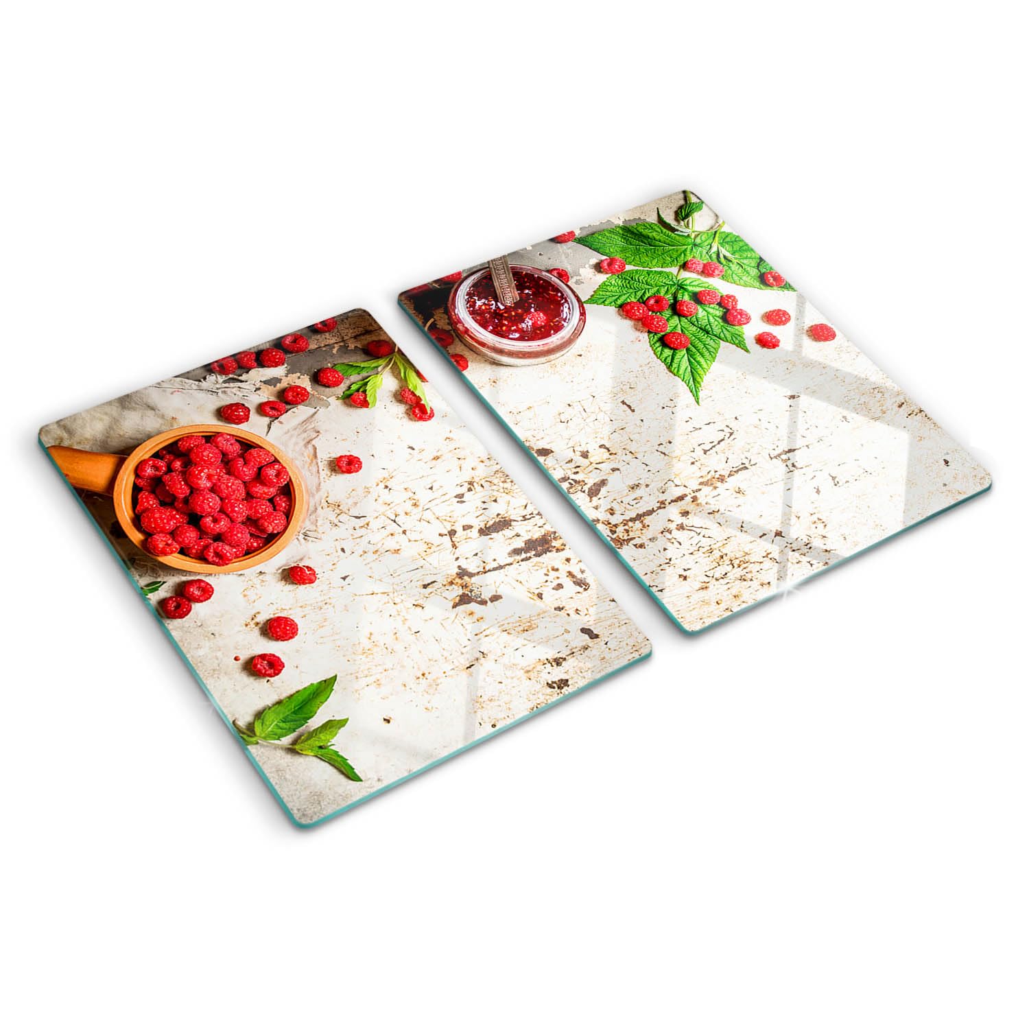 Planche de cuisine en verre 2x40x52 cm motif confiture de framboises