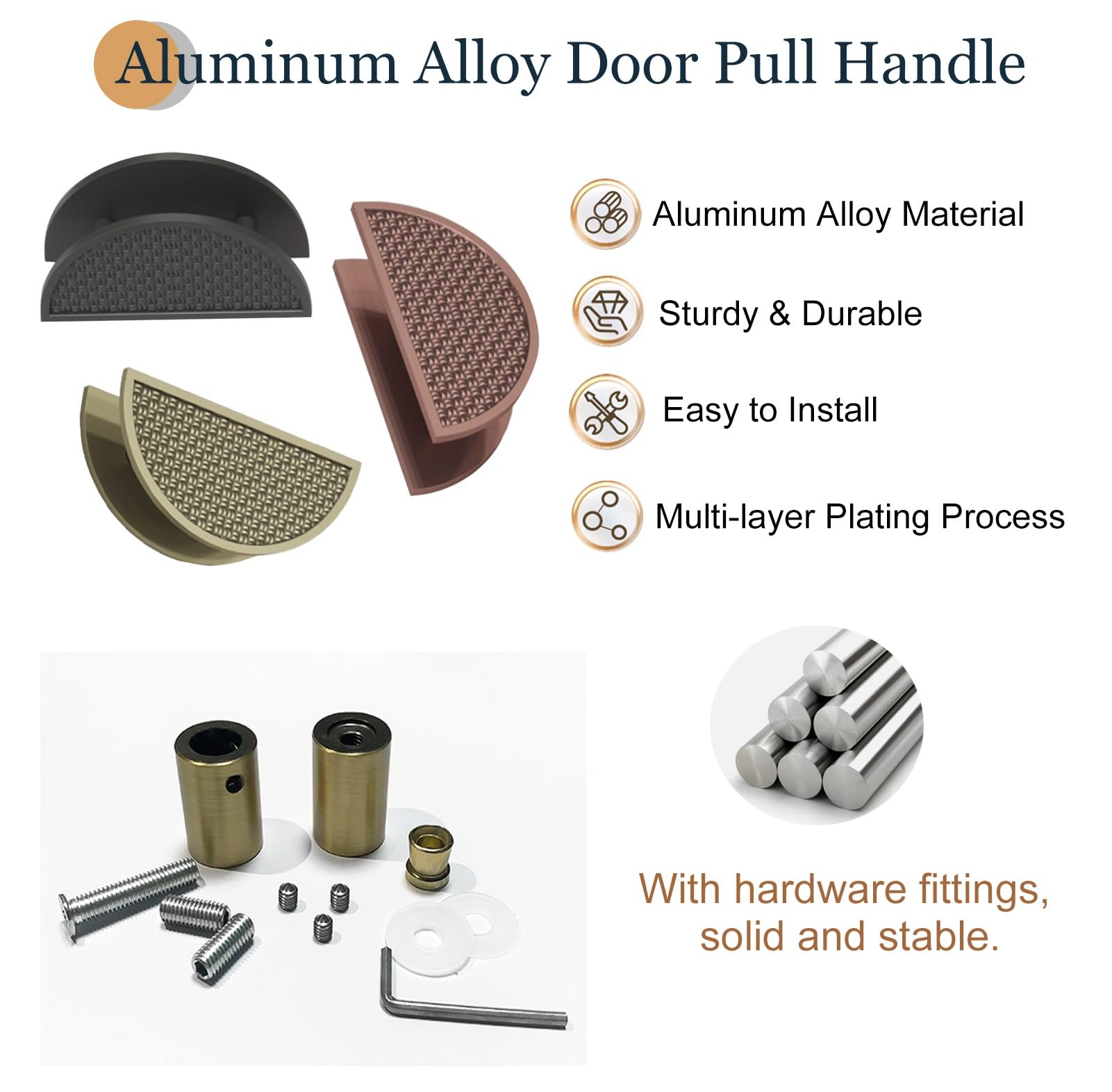 Tirador Redondo de Doble Cara para Puerta de Vidrio de 300 mm (12 Pulgadas) - Tiradores de Metal Macizo con protuberancias Antideslizantes para el hogar y la Oficina - Elegante Acabado dorad