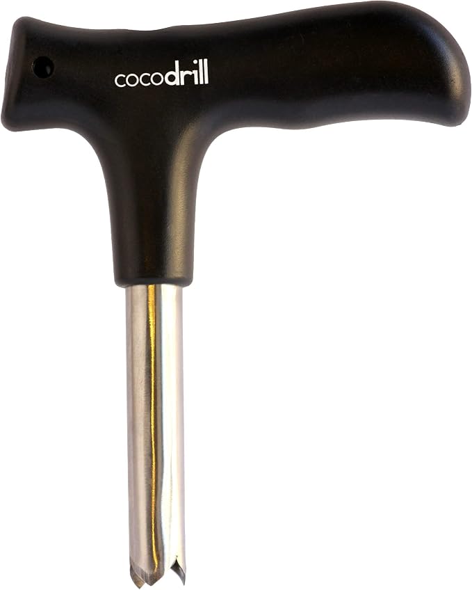 CocoDrill abre cocos con 5 pitillos reutilizables acero miniatura 6