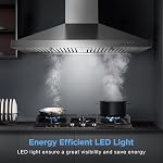 24 Inch Range Hood, Wall Mount Vent Hood in Stainless Steel with Ducted/Ductless Convertible Duct, 3 Speed Exhaust Fan, Energy Saving LED Light, Push Button Control, 2 Pcs Baffle Filters