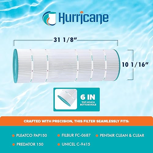 Miniatura 3 de Hurricane Filtros HF9415-01 - Cartucho de filtro avanzado para piscina, repuesto para PAP150, Unicel C-9415, Filbur FC-0687, Pentair Clean & Clear